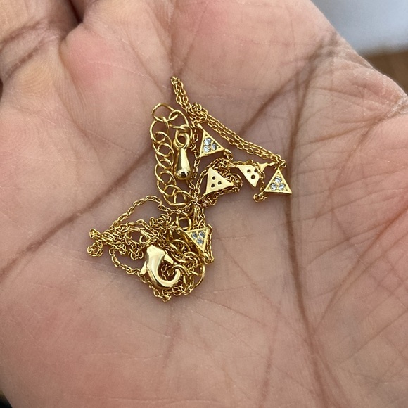 Dainty Chic 5 Crystal Paved Triangle Stations Gold Tone Necklace - Picture 6 of 6